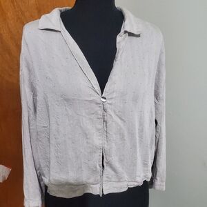 Victoria’s Secret Modal Lounge Pajama Top Button Front Cropped Sage Green L